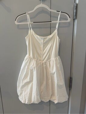 Lush White Mini Bubble Dress with Spaghetti Straps